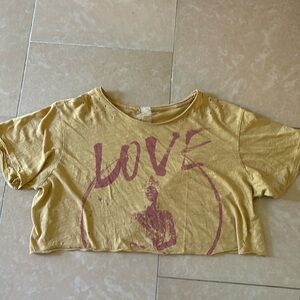 Magnolia pearl Buddha cropped shirt // mustard